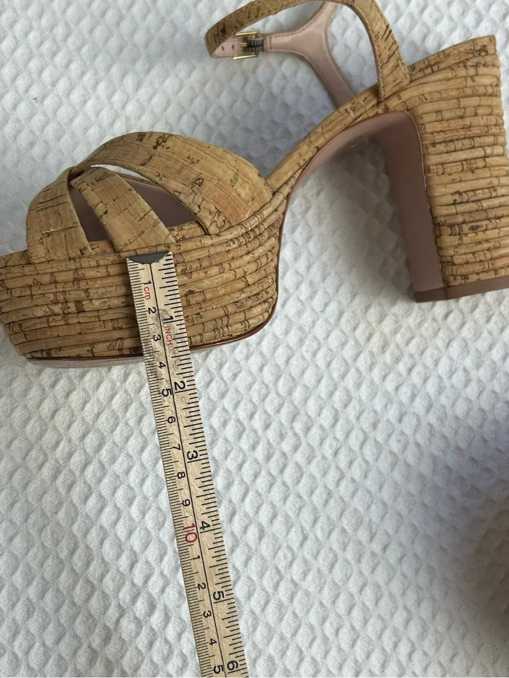 Schutz Darilia Cork Platform Sandals 8.5B Block Heel Ankle Strap